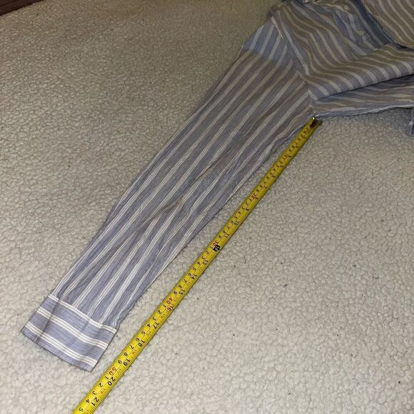 Theory Womens Blue White Linen Blend Button Down Shirt Large EUC - Picture 11 of 12